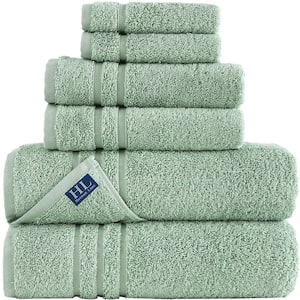 6-Piece Light Green Turkish Cotton Bath Towel Set