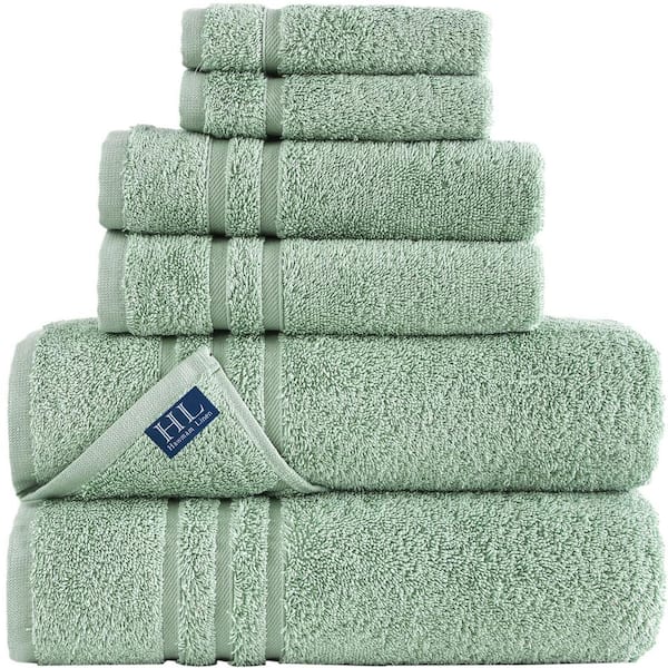 Hawmam Linen 6-Piece Light Green Turkish Cotton Bath Towel Set