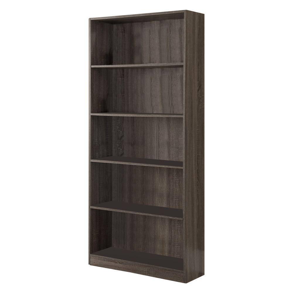 Benjara 70.75 in. Gray Wood 5shelf Standard Bookcase BM148854 The