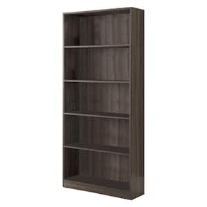 70.75 in. Gray Wood 5-shelf Standard Bookcase