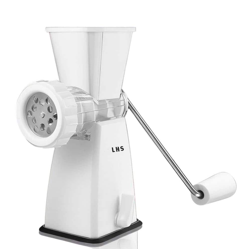 White Manual Meat Grinder with Stainless Steel Blades Heavy Duty Powerful S