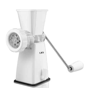 White Manual Meat Grinder with Stainless Steel Blades Heavy Duty Powerful Suction Base for Home Use Fast and Effortless