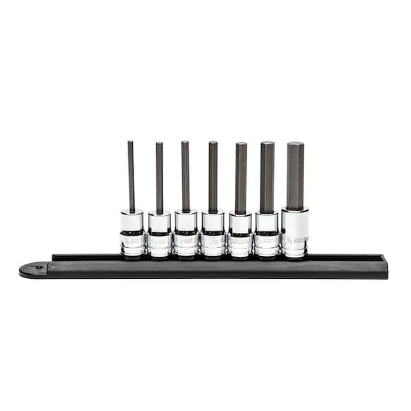 GEARWRENCH 3/8 in. Drive SAE Mid Length Hex Bit Socket Set (7