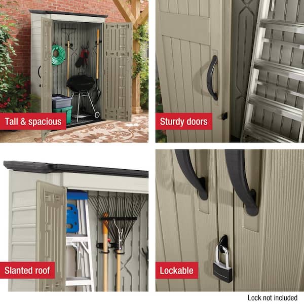 Rubbermaid 4 ft. W x 2.5 ft. D Vertical Shed 1887157 - The Home Depot