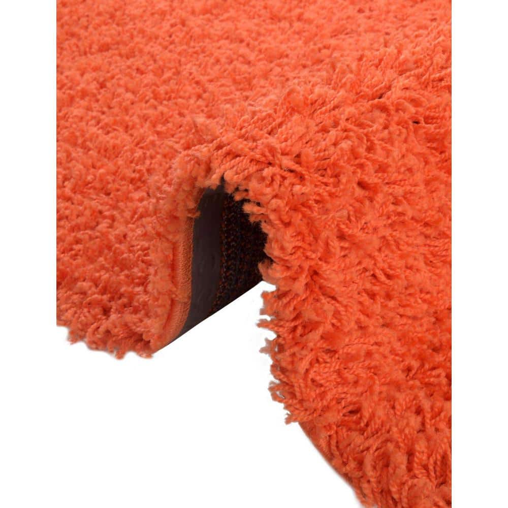 Lavish Tiger Orange Solid Shag 5'x8' Easy-Care Rug