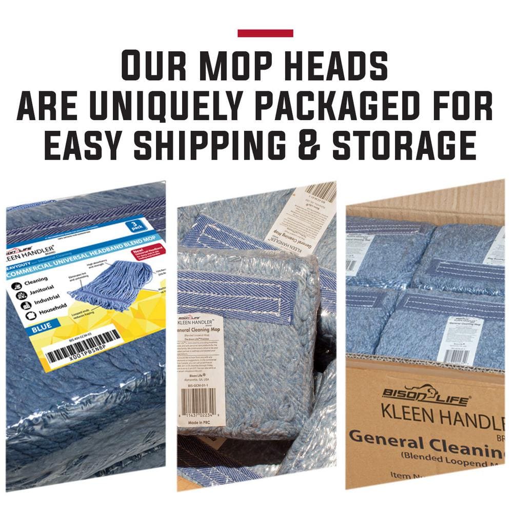 Blue Cotton Heavy Duty Flat Mop Head Replacement Pack