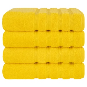 Bath Towel Set, 4-Piece 100% Turkish Cotton Bath Towels, 27 x 54 in. Super Soft Towels for Bathroom, Yellow