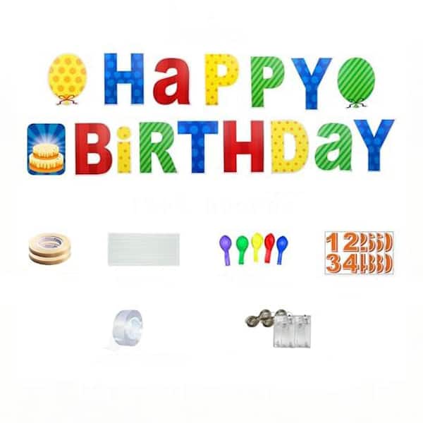 Phewnyzo 16 Pcs Happy Birthday Yard Sign with Stakes, Personalized Age Plastic Signs with LED Lights 20 Number Stickers