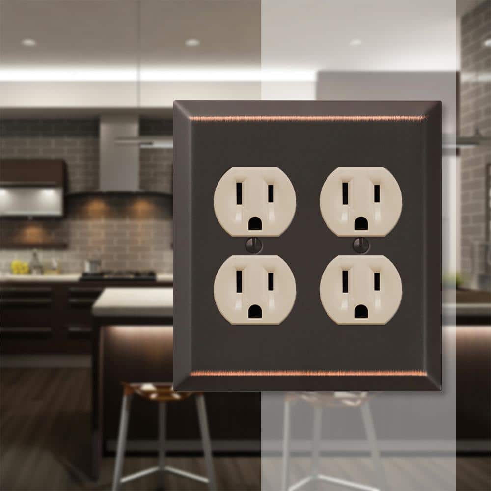 Aged Bronze 2-Gang Steel Duplex Wall Plate