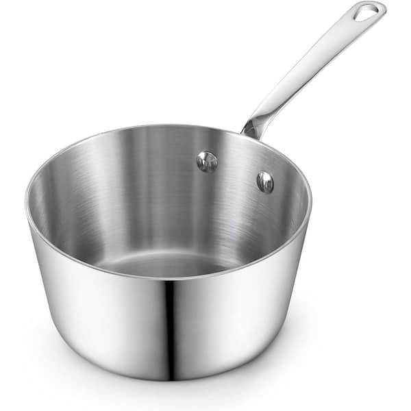 0.57 qt. Multi-Ply Clad Stainless Steel Butter Warmer Coffee Pot Milk Warmer Chocolate Melting Small Saucepan