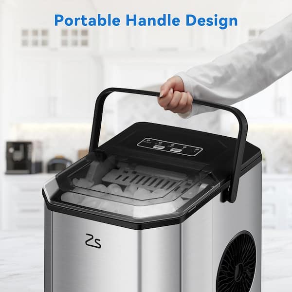 Zstar 8.74 in. 26 lb. Portable Ice Maker in Stainless Steel, Silver