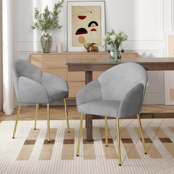 Noble House Indoor Modern Fabric Upholstery Dining Chairs, (Set of 2-Grey)