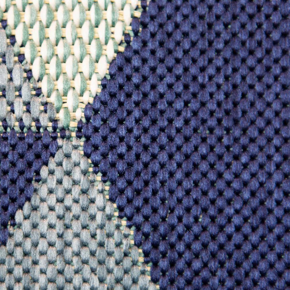 Braided Blue Geometric 8' x 10' Easy-Care Outdoor Rug
