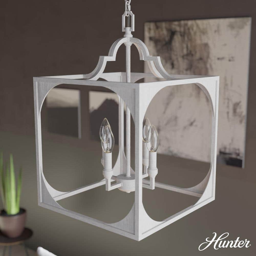 Highland Hill Distressed White Aluminum 4-Light LED Pendant