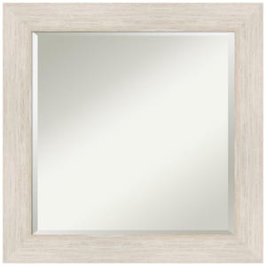 Hardwood Whitewash 24.75 in. W x 24.75 in. H Wood Framed Beveled Wall Mirror in White
