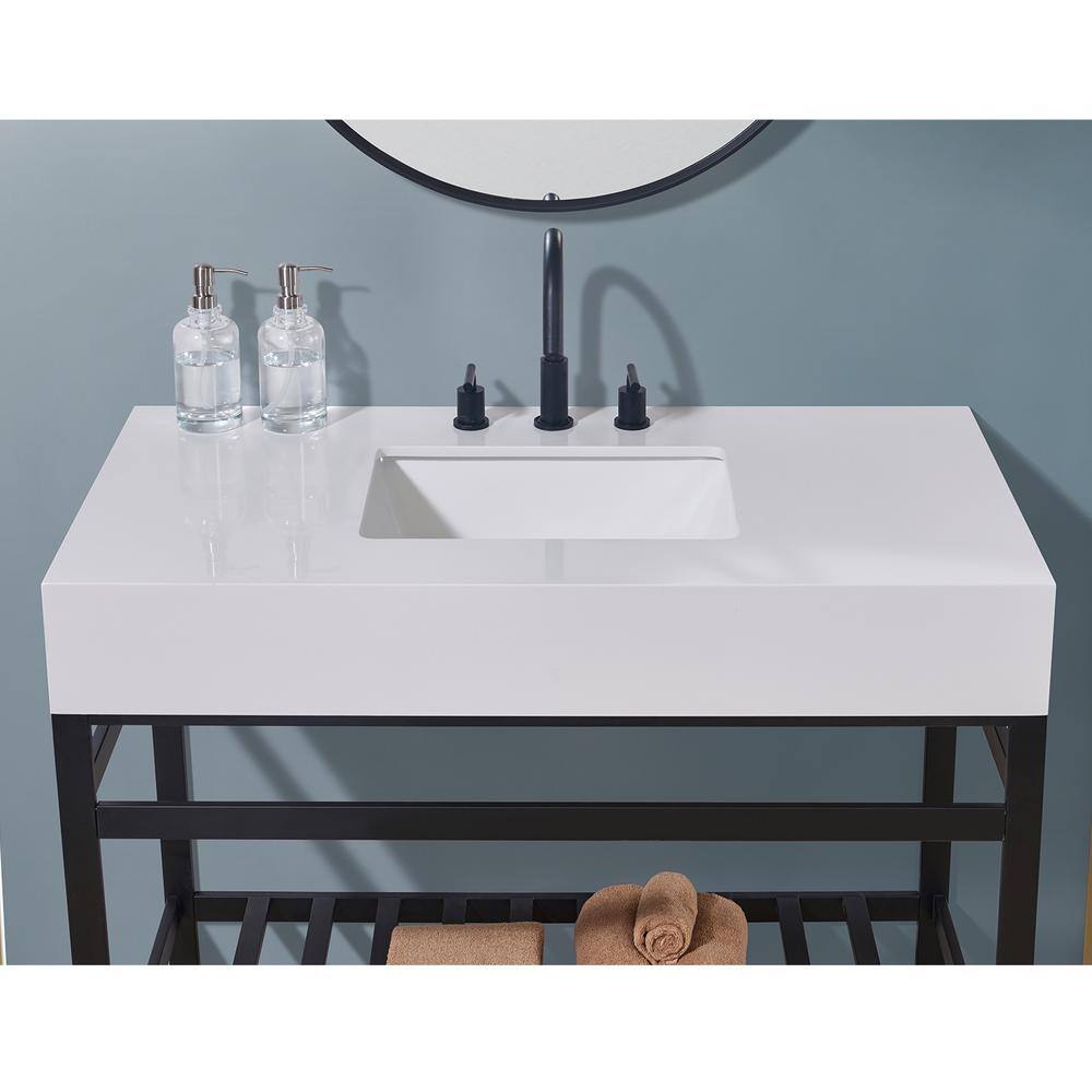 42" Snow White Ceramic Single Bathroom Vanity Top with Sink