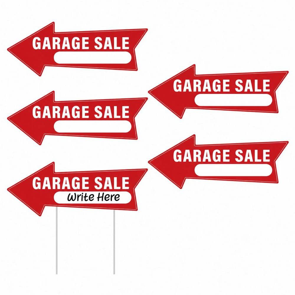5pcs Pack Corrugated Plastic Red White Double Sided Yard Sale Sign with Stakes Weatherproof Garage Sale price history on PriceWatchPro