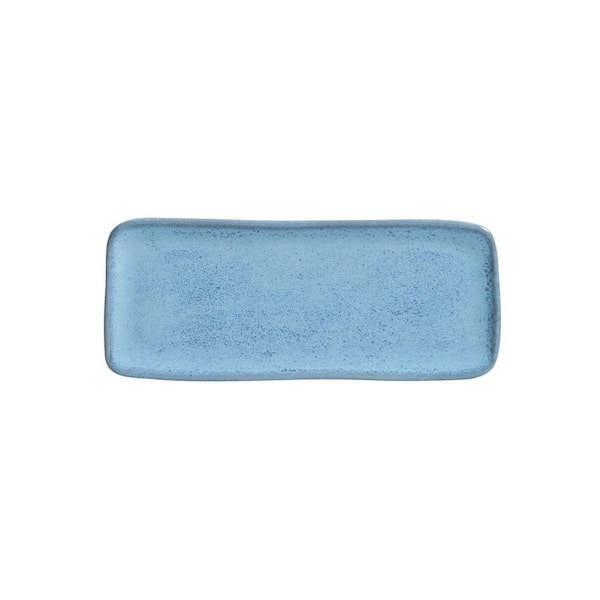 8.66 in. Breeze Light Blue Stoneware Rectangular Platter Organic (Set of 4)