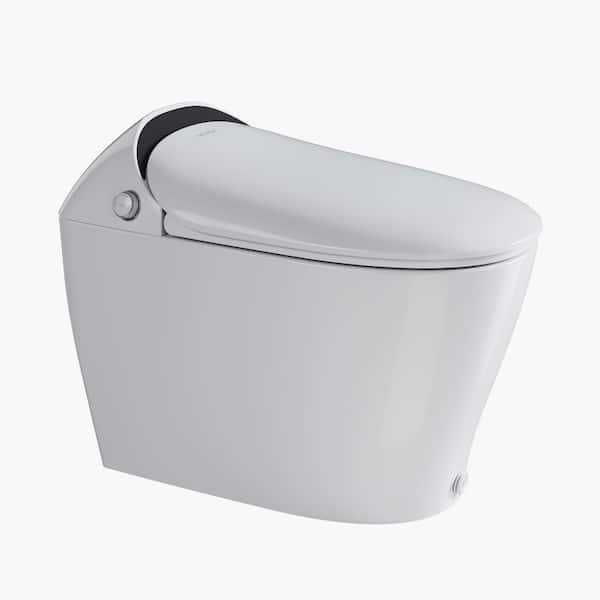 1.0 GPF White Elongated Smart Toilet Bidet with Auto Open/Close, Auto Flush, Heated Seat, Warm Air Dryer and Foot Sensor
