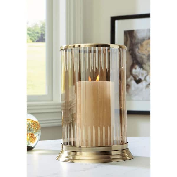 Aavinson Gold Glass Hurricane Candle Single-Pack