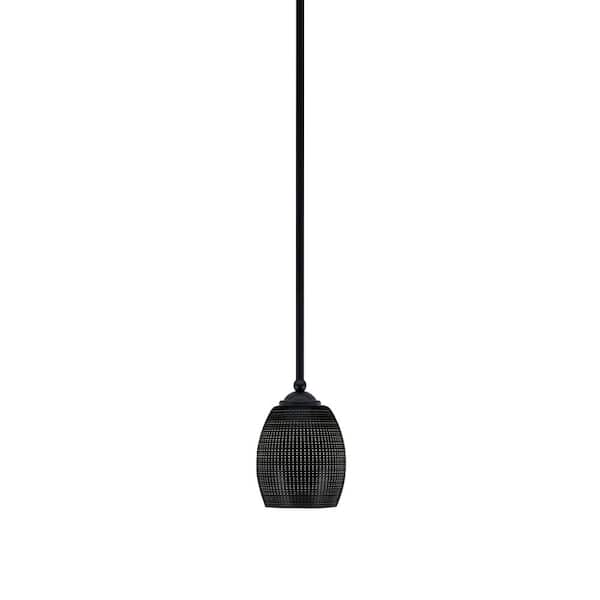 Unbranded Clevelend 100-Watt 1-Light Black Pendant Mini Pendant Light with Black Matrix Glass Shade Light Bulb Not Included