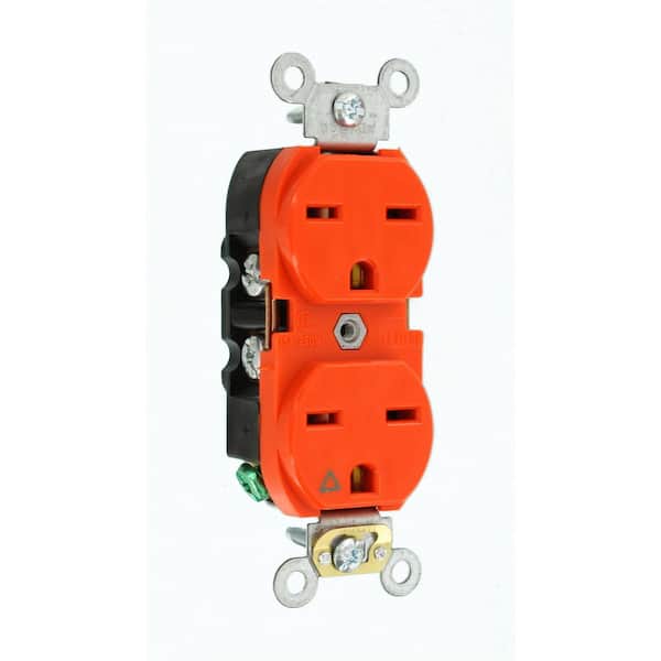15 Amp 250 V NEMA 6-15R Isolated Ground Duplex Outlet/Receptacle, Orange (1-Pack) 5662-IG
