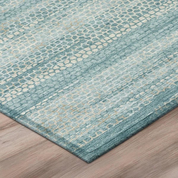 Chantille Machine Washable Indoor/Outdoor Abstract ACN3115 Teal 3 ft. x 4 ft. Area Rug