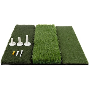 3-Level Golf Mat 24 in. x 24 in. Golf Training Mat with Fairway, Rough and Driving Turf (Green) w/ Practice Tees Wakeman
