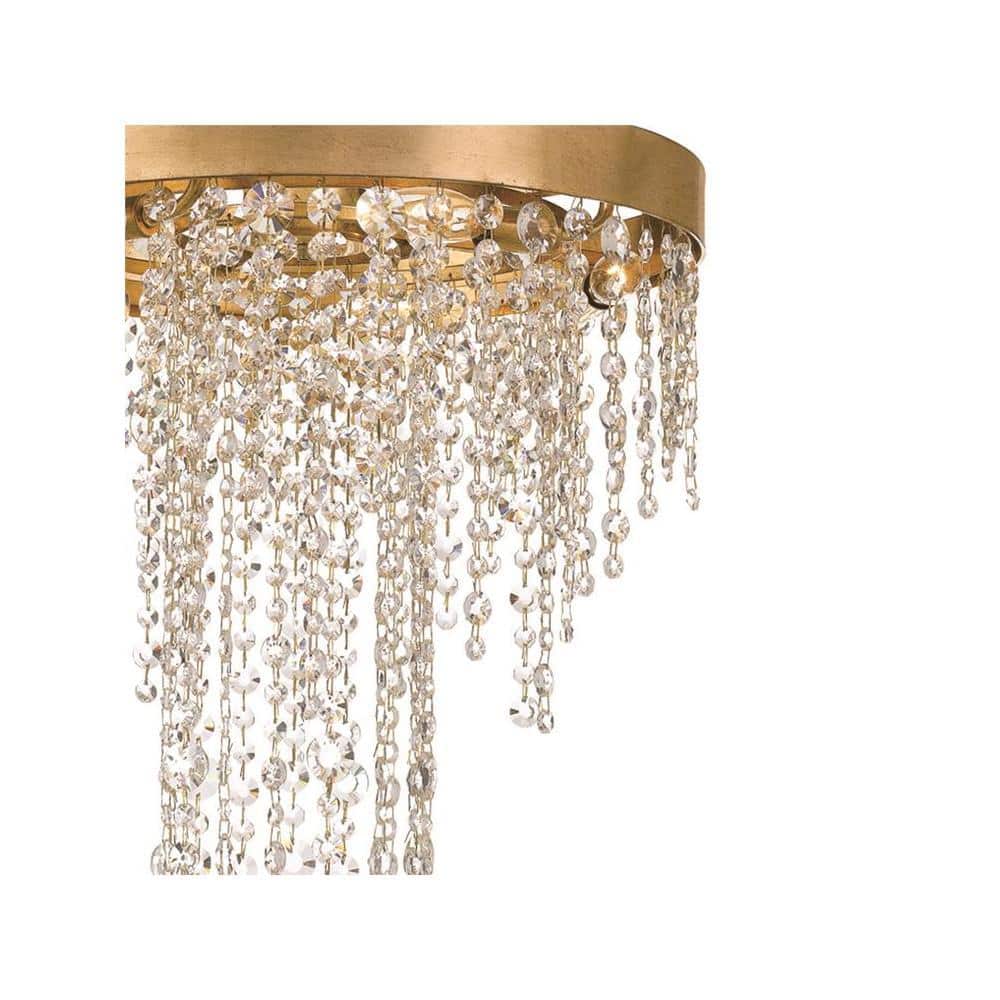 Elegant Antique Gold 5-Light Chandelier with Hand-Cut Crystal Accents