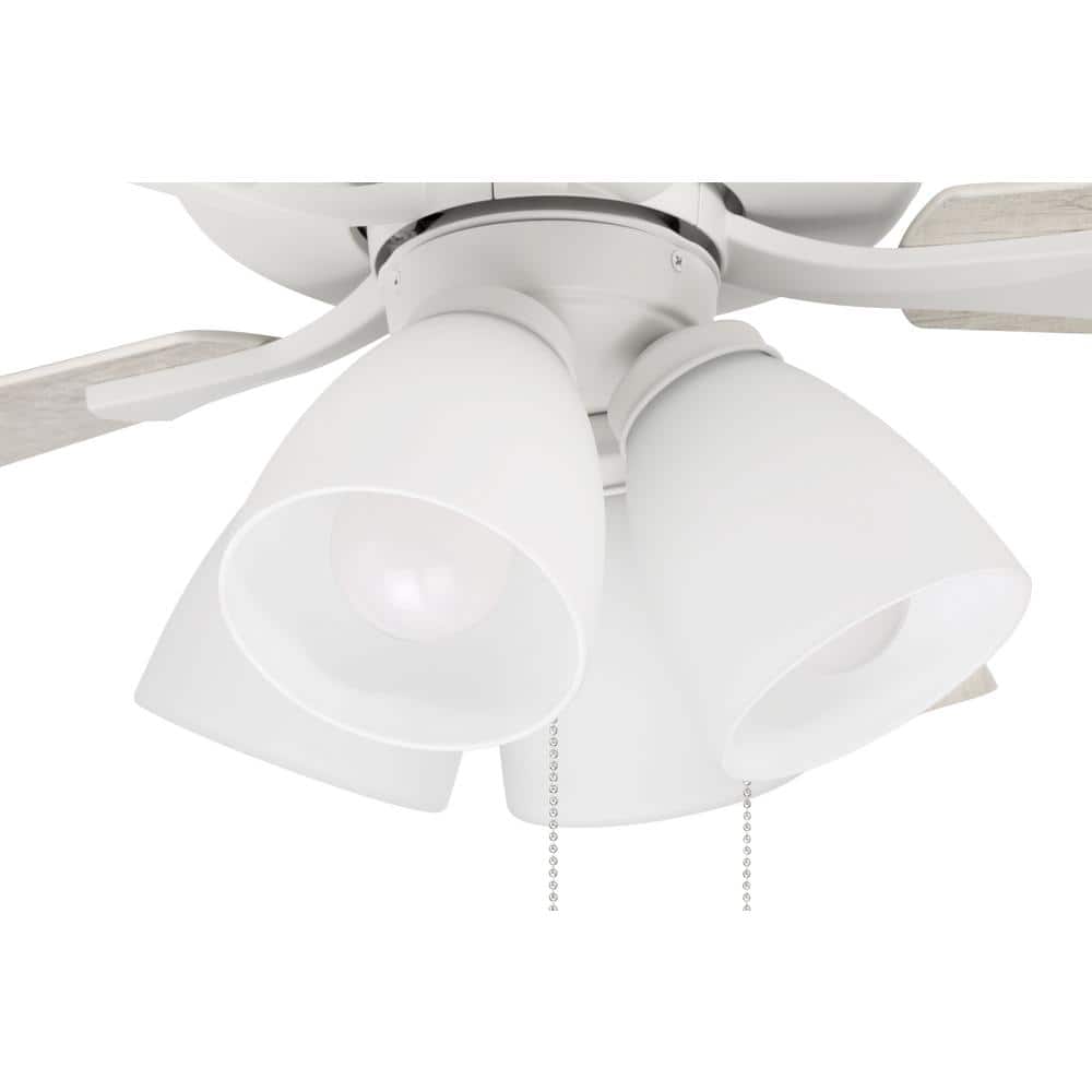 Eos 52-Inch White and Washed Oak Ceiling Fan with LED Lights