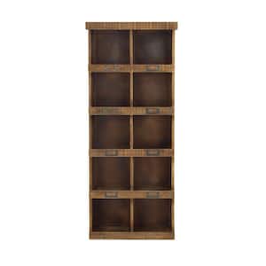 Brown 10-Cubbies Wood Wall Shelf
