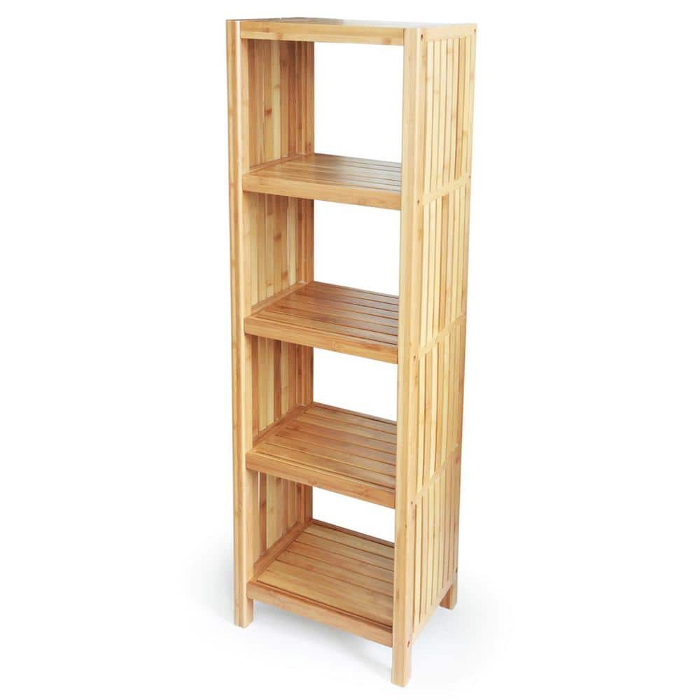 Natural Bamboo 5-Tier Freestanding Bathroom Shelf
