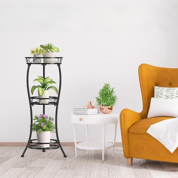 OGETFUUR 3-Tier Metal Plant Stand, Indoor-Outdoor, Rustproof Iron