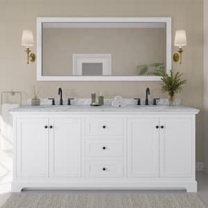 Avery 80 in. W x 22 in. D x 35 in. H Double Bath Vanity in White with White Carrara Marble Top