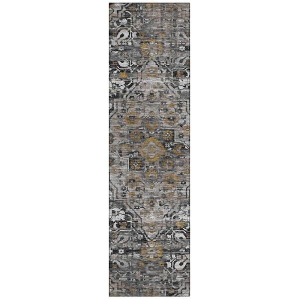 Chantille Machine Washable Indoor/Outdoor Abstract ACN2782 Black 2 ft. x 7 ft. Runner Rug