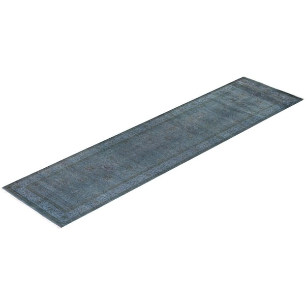 Overdyed Gray 2 ft. x 10 ft. Solid Wool Indoor Runner Rug