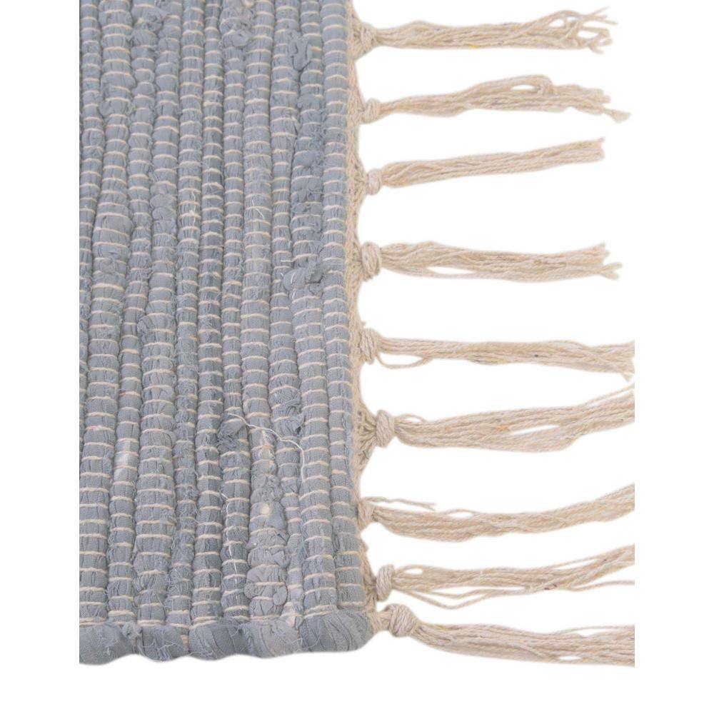 Gray and Ivory Striped Cotton Fringe Area Rug