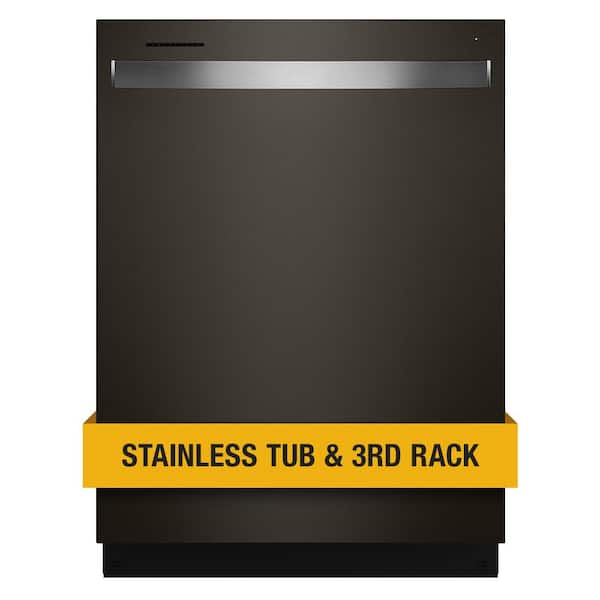 Whirlpool 24 in. Black Stainless Top Control Built-In Tall Tub Dishwasher with Third Level Rack, 47 dBA