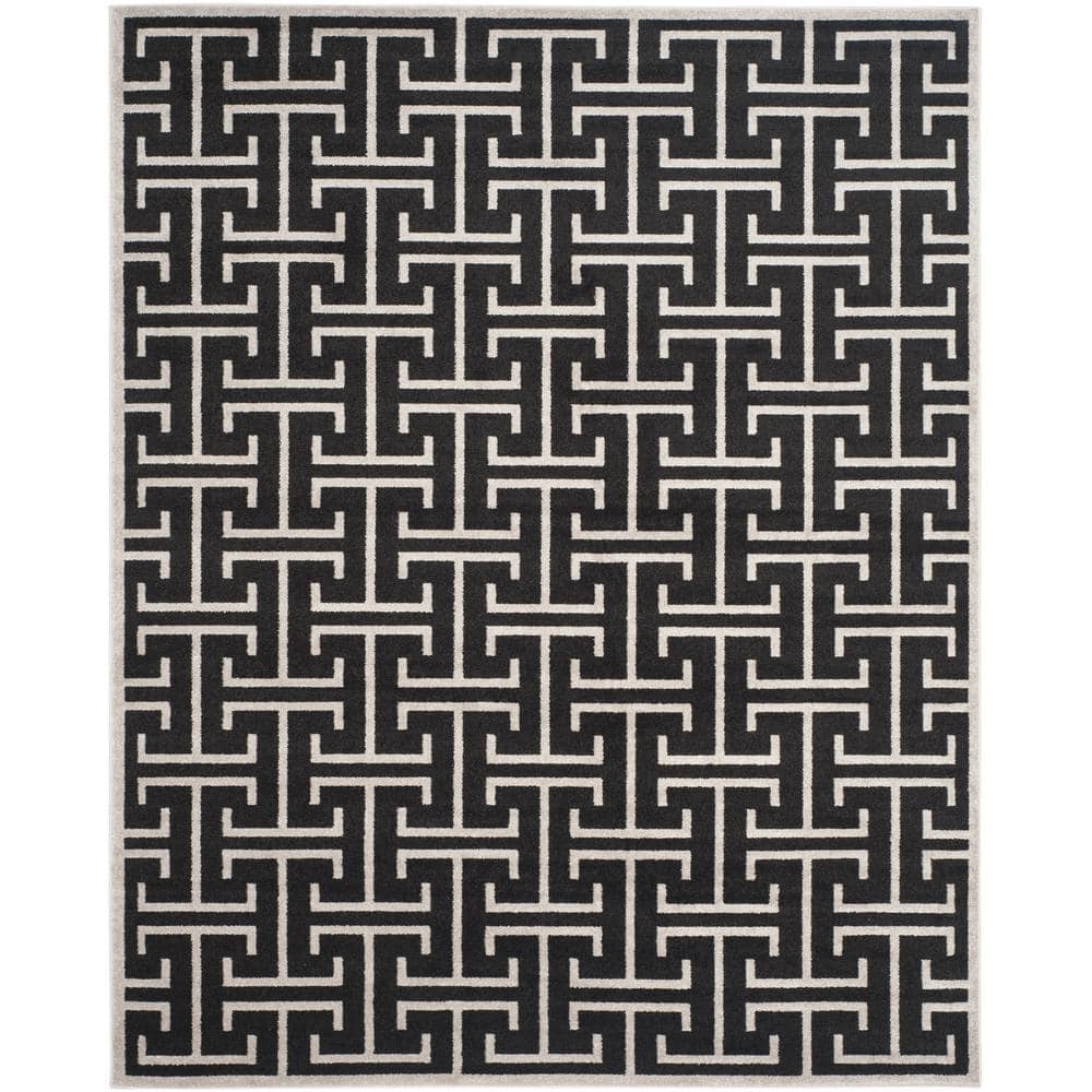 Gray and Anthracite 9' x 12' Reversible Synthetic Area Rug