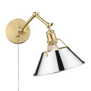 Orwell 10 in. 1-Light Brushed Champagne Bronze and Chrome Plug-In or Hardwired Swing Arm for Bedroom and Foyer