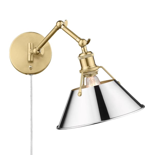 Golden Lighting Orwell 10 in. 1-Light Brushed Champagne Bronze and Chrome Plug-In or Hardwired Swing Arm for Bedroom and Foyer