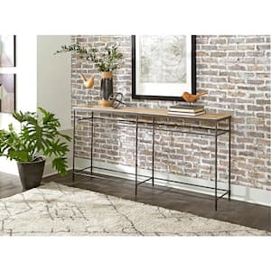 Fenway 74 in. Pickled Mango Rectangle Solid Wood Top Sofa Console Table