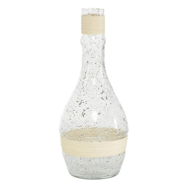 Novogratz 16 in. Clear Glass Decorative Vase with Rattan Detail