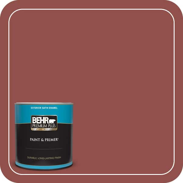 BEHR PREMIUM PLUS 1 qt. #ICC-72 Cinnabar Satin Enamel Exterior Paint & Primer