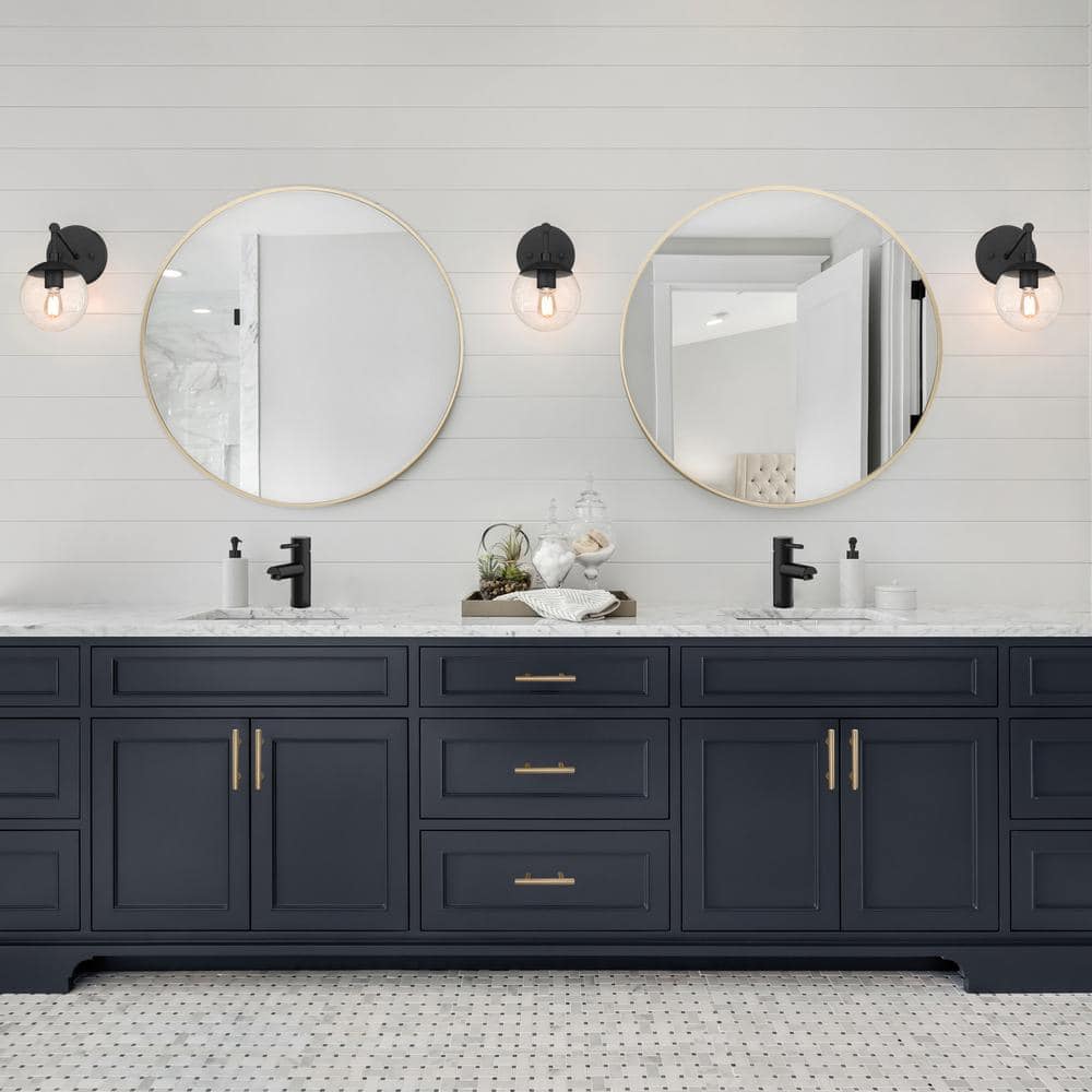 Kenna 28-Inch Round Gold Framed Wall Mirror Set
