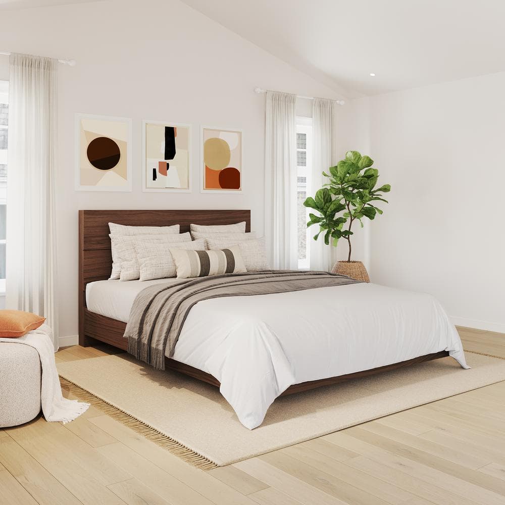 Full Newport Celebri-T Platform Bed with Walnut Headboard