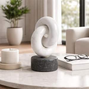 Liv & Skye White/Gray 5 in. x 8.75 in. Marble Stone Modern Link