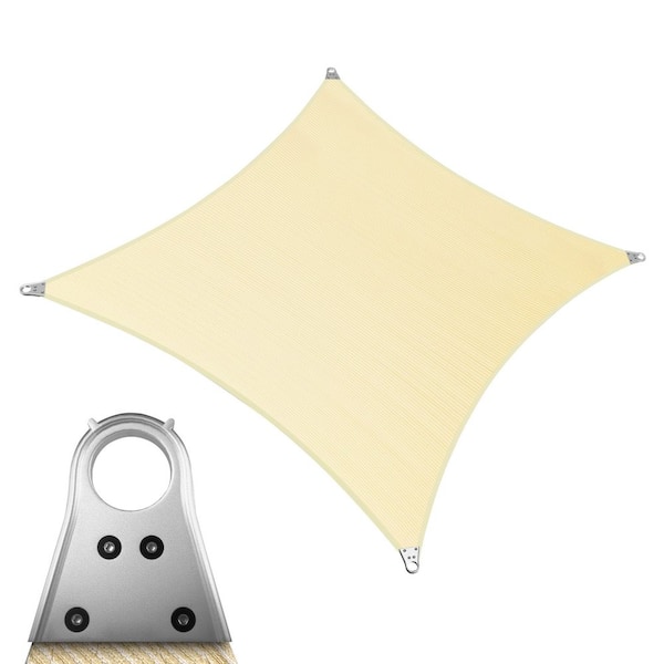 Super Ring 16 ft. x 16 ft. Sun Shade Sail with Cable-Beige