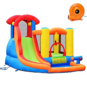 Inflatable Bounce House Kid Water Splash Pool Slide Jumping Castle with 740-Watt Blower