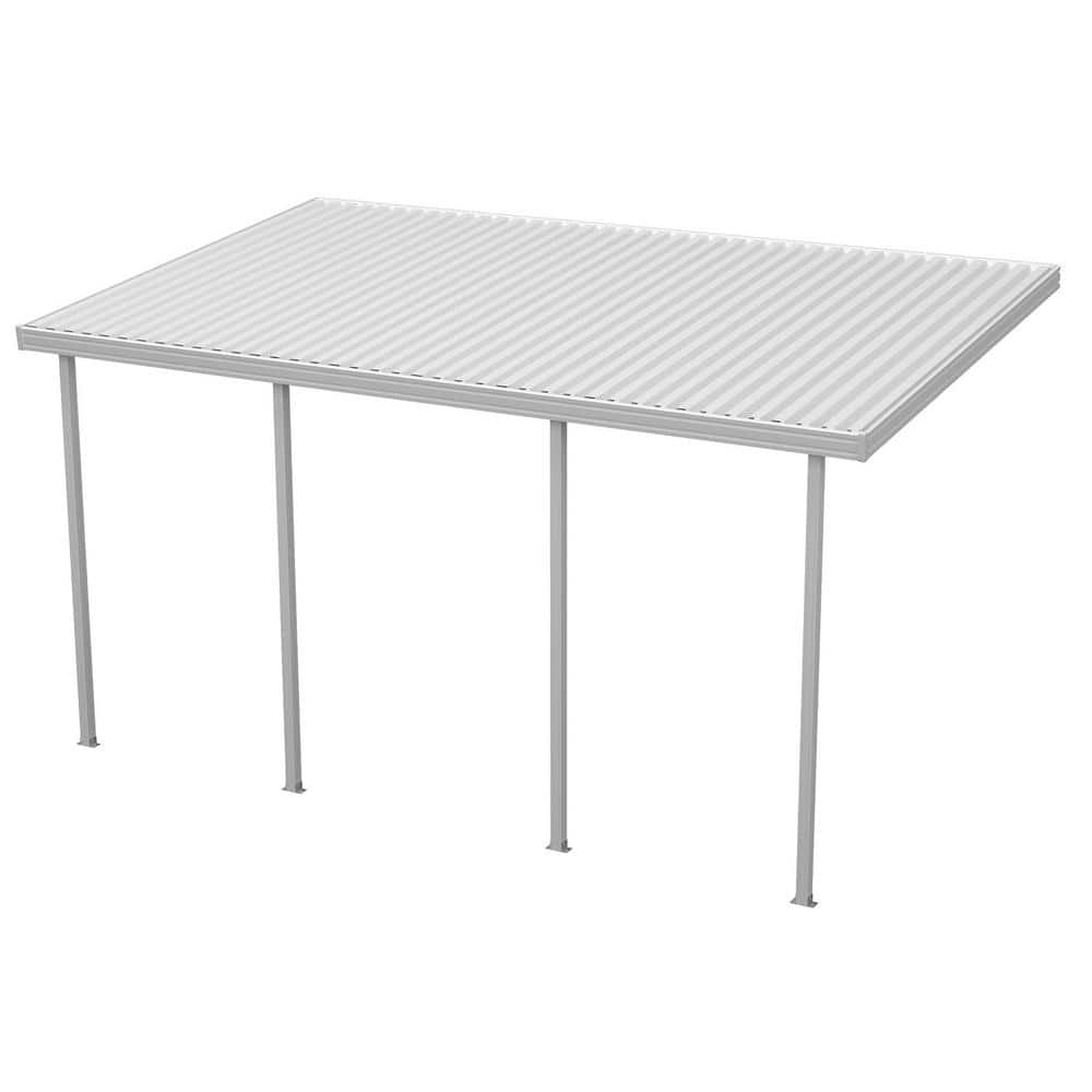 Integra 14 ft. x 10 ft. White Aluminum Frame White Roof Carport, 4 Posts 10 lbs. Snow Load